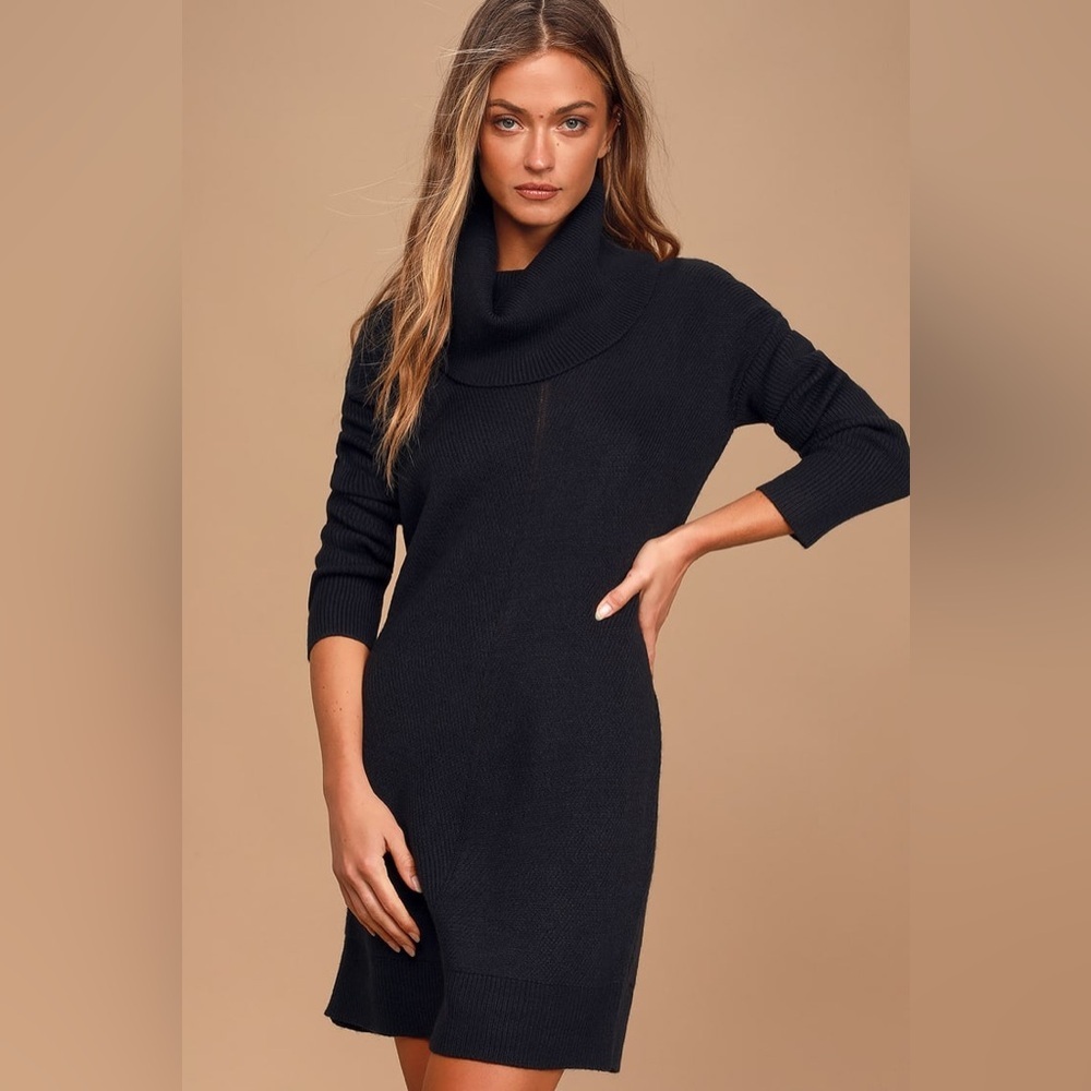 NEW w/Tags Lulu's Tea Reader Black Sweater Dress Women's Size Small or Medium